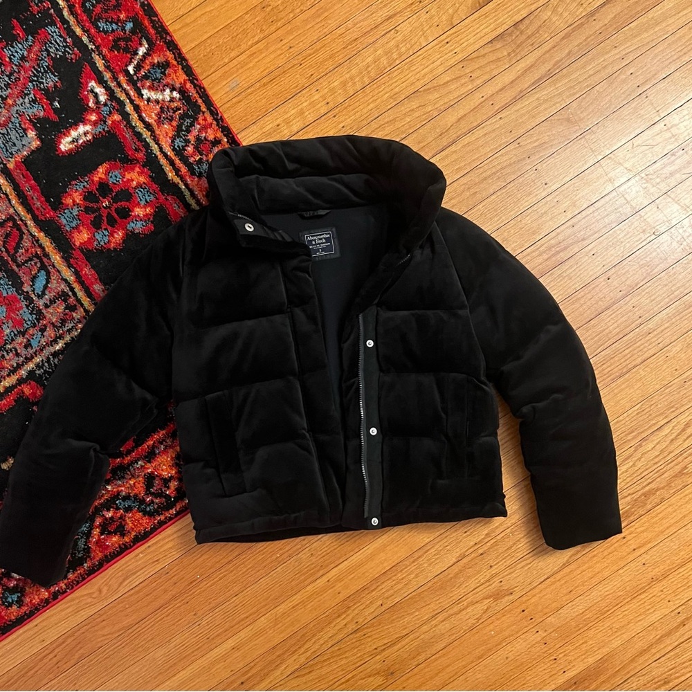 Black Velvet Puffer Jacket